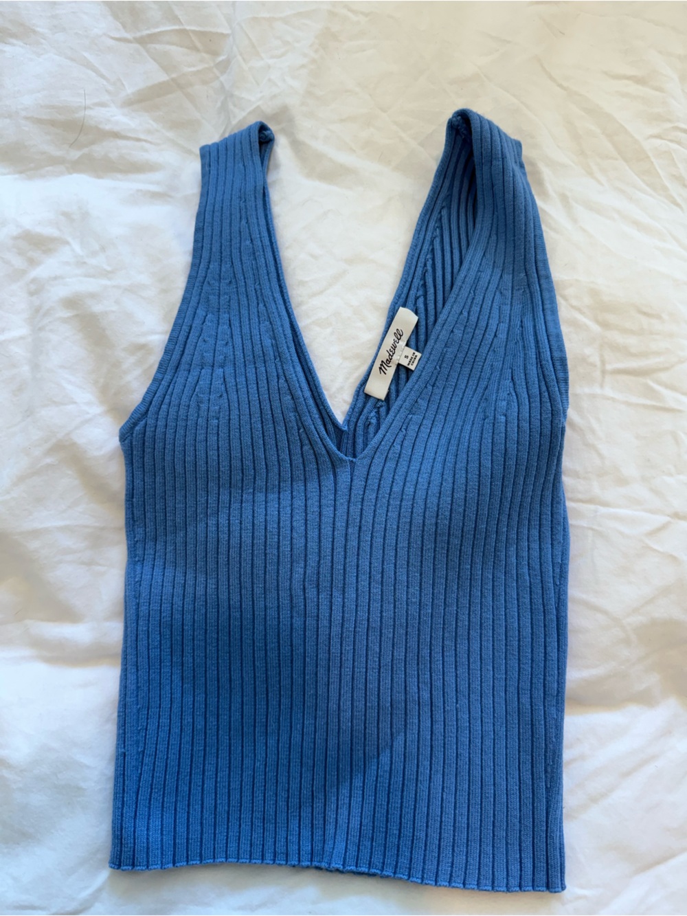 Madewell Cornflower Blue Ribbed V-Neck Tank